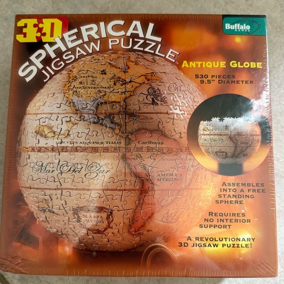 NWT 3D Spherical Jigsaw Puzzle Antique Globe 530 Piece 1998 Buffalo Games Sealed - Picture 1 of 1